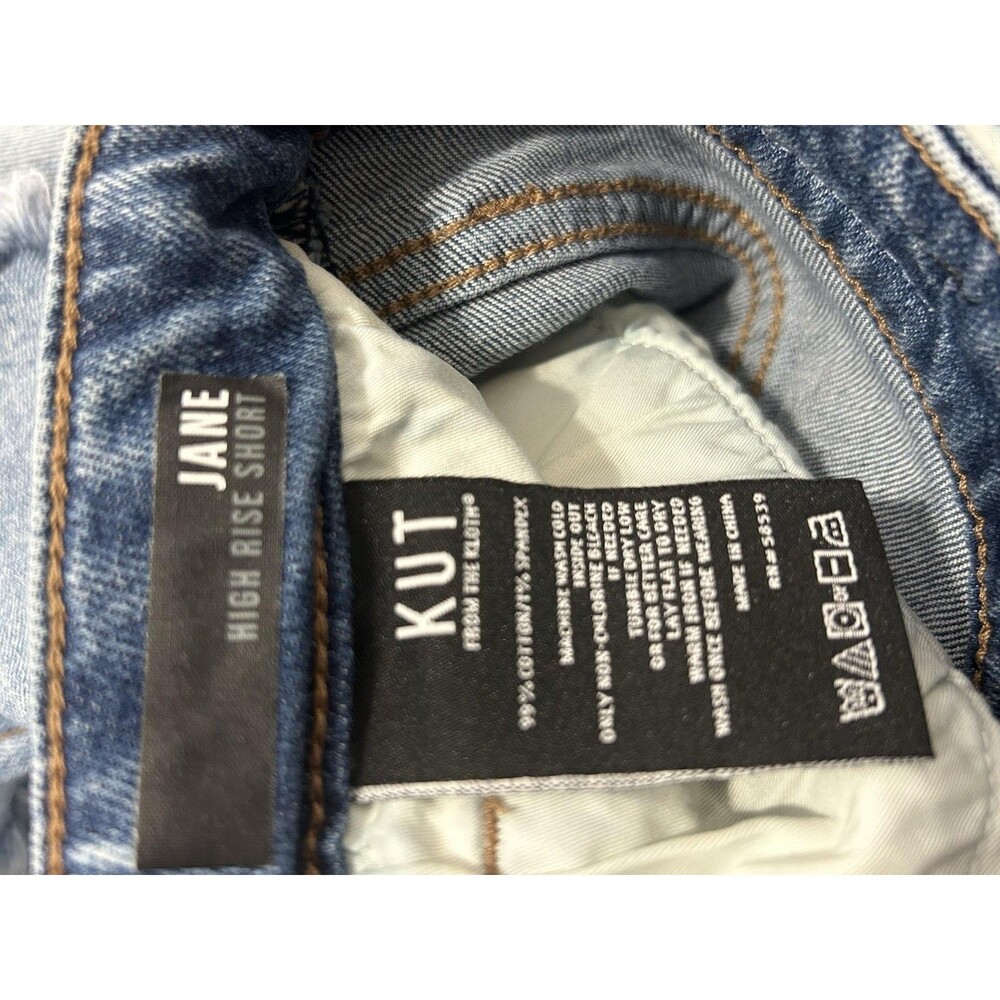 KUT From The Kloth Shorts Womens 6 Blue Jane High Rise Cut Off Frayed Hem Denim - Picture 6 of 10